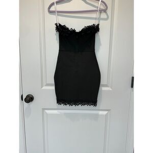 By the Way Strapless Lace Trim Black Mini Bodycon Dress Size XXS